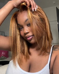 Bianka | Highlight/ Burgundy/ Brown/ Blonde/ Pink 13x4 Transparent Lace Bob Wig