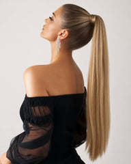 Blonde Brown Straight Human Hair Ponytail Extensions