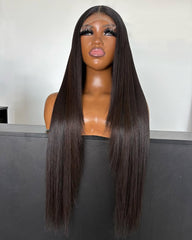 Eva | Silky Straight Jet Black HD Lace Closure Frontal Glueless Wig