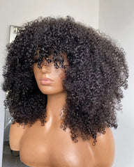 Angela | Custom Wig ( 3/4/5 Bundles) Afro Kinky Curly HD Lace Glueless Wig with Bangs