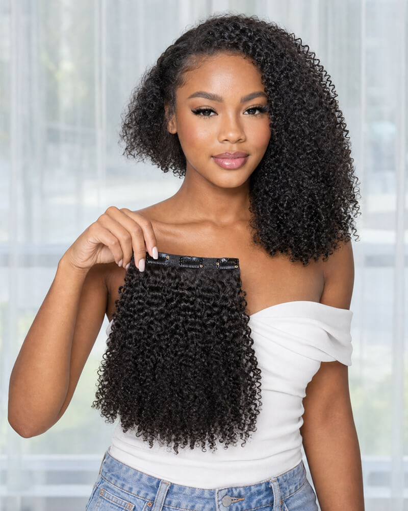 Kinky Curly Clip ins Human Hair Extensions
