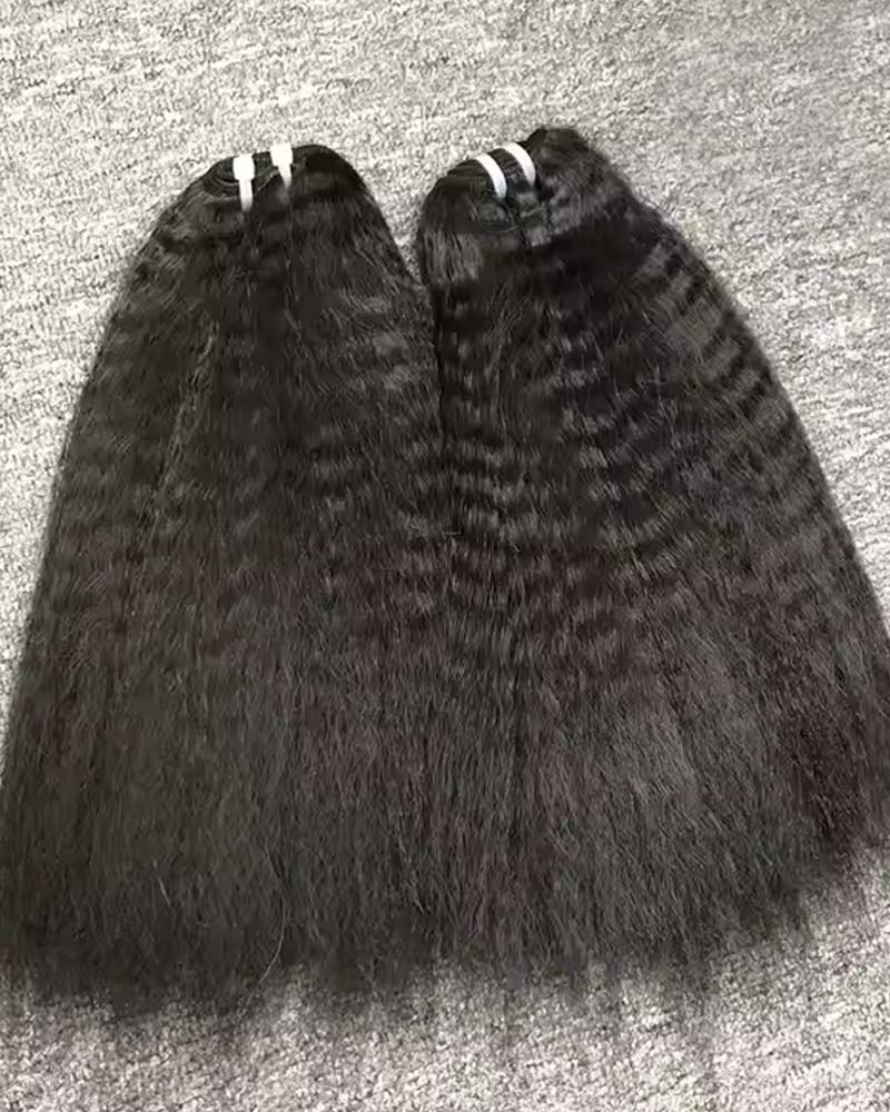 Mèches de cheveux humains vierges crépus et raides de qualité supérieure