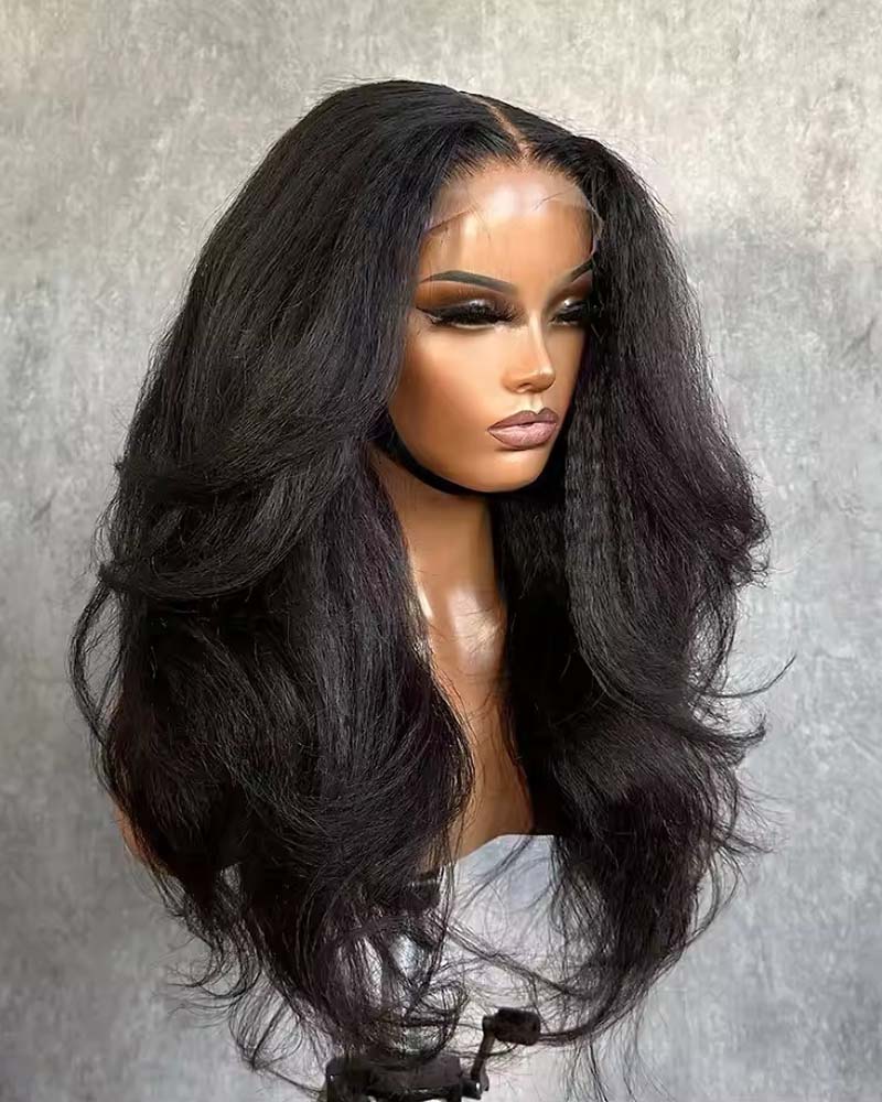 Anika | Curtain Bangs with Heavy Layers Kinky Straight Glueless Wig