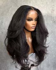Anika | Curtain Bangs with Heavy Layers Kinky Straight Glueless Wig