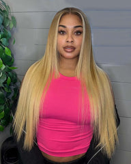 Tiffany | Sun-kissed Blonde Straight Human Hair HD Lace Glueless Wig