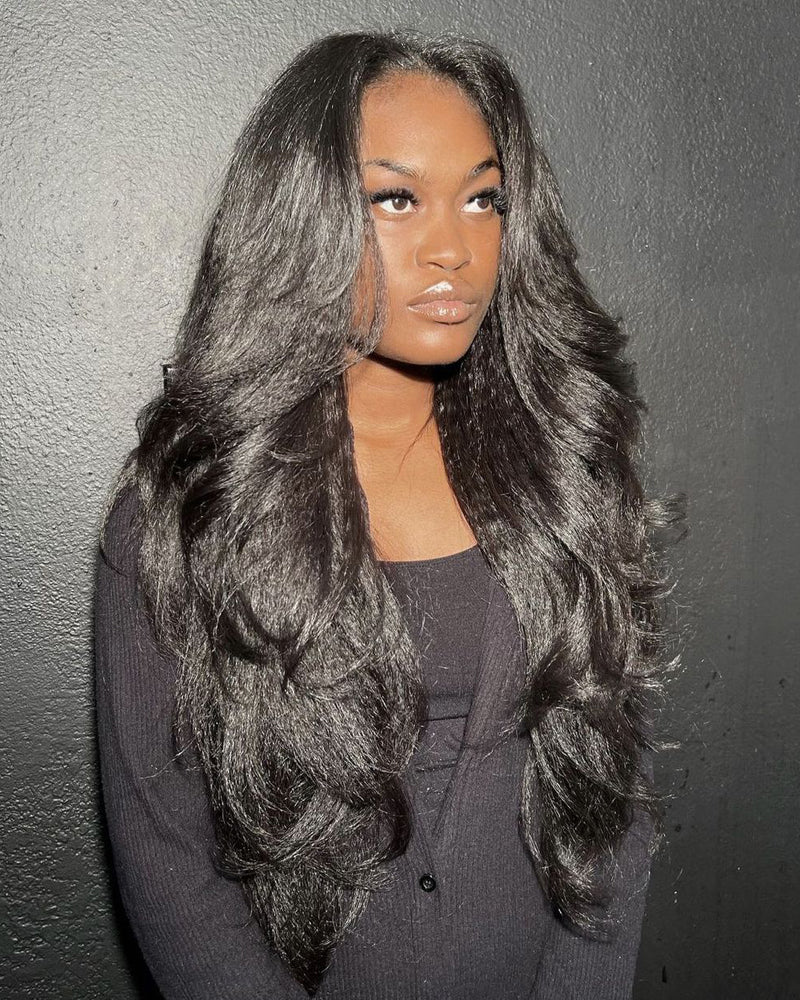 Anika | Curtain Bangs with Heavy Layers Kinky Straight Glueless Wig