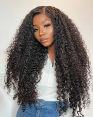 Naomi | Peruca personalizada feita com 3/4 pacotes de peruca de renda HD cacheada birmanesa sem cola