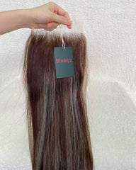Fermeture et frontale en dentelle HD Balayage Cheveux bruts