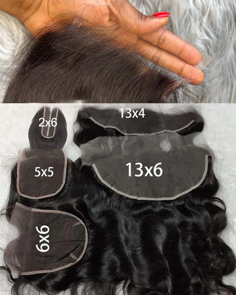 Cabelo humano virgem de alta qualidade com fechamento em renda HD e cor natural frontal