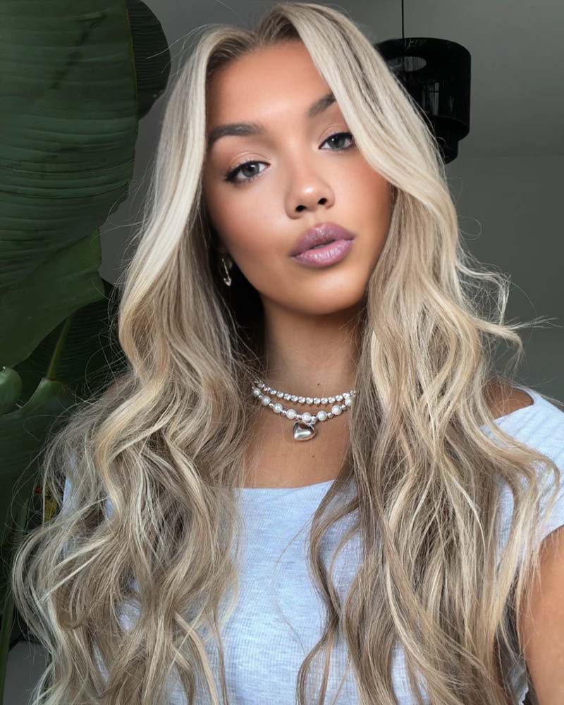 Gloria | Peruca de renda de cabelo humano loiro acinzentado ondulado natural