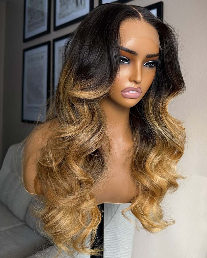 Hazel | Ombre Honey Blonde Wavy Human Hair HD Lace Glueless Wig