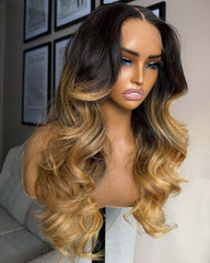 Hazel | Ombre Honey Blonde Wavy Human Hair HD Lace Glueless Wig