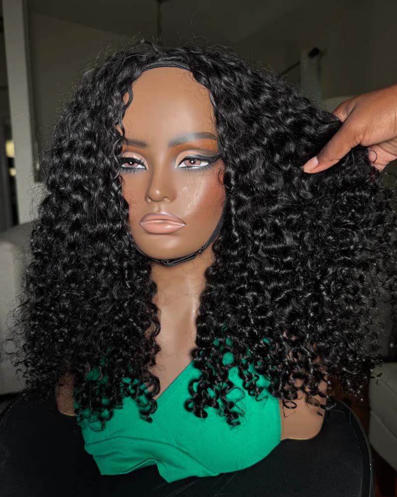 Karina | Perruque demi-perruque bouclée de luxe en cheveux bruts