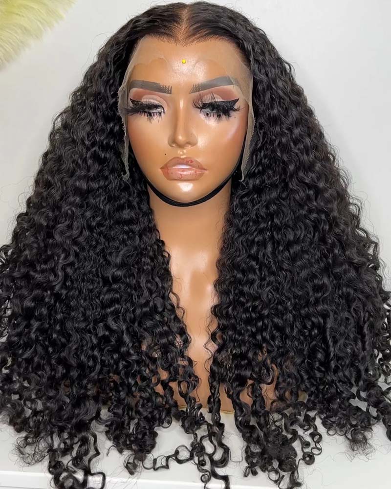 Naomi | Peruca personalizada feita com 3/4 pacotes de peruca de renda HD cacheada birmanesa sem cola