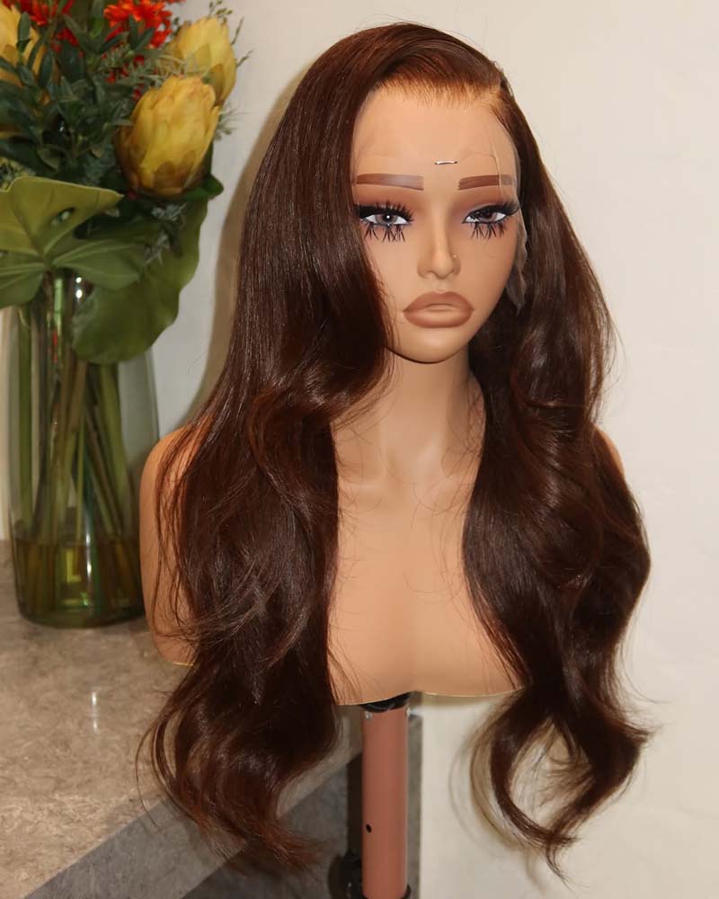 Cynthia | Chestnut Brown HD Lace Frontal & Closure Human Hair Glueless Wig