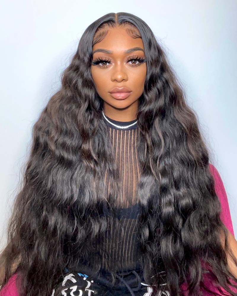 Kali | Peruca de luxo com cabelo cru, natural, ondulado, HD, renda frontal e fechamento sem cola