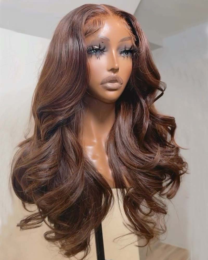 Cynthia | Chestnut Brown HD Lace Frontal & Closure Human Hair Glueless Wig