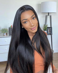Nia | Peruca de cabelo liso e sedoso com divisão em V e costura removível