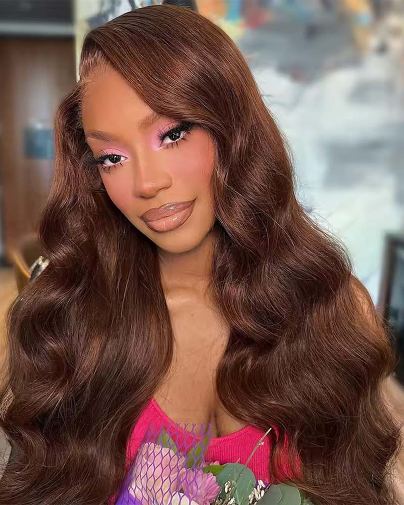 Cynthia | Chestnut Brown HD Lace Frontal & Closure Human Hair Glueless Wig