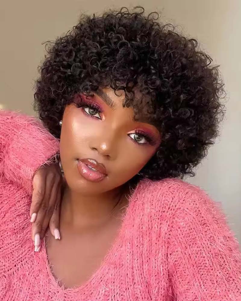 Willow | Short Afro Kinky Curly Pixie Wig (No Lace, Full Machine Made Wig)