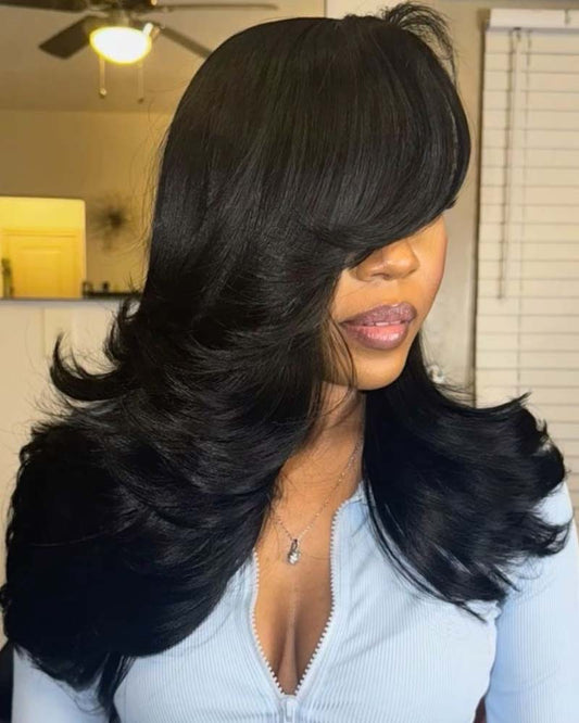 Perruque Kimberly | Kash Doll style frange latérale épaisse avec fermeture 5x5 sans colle