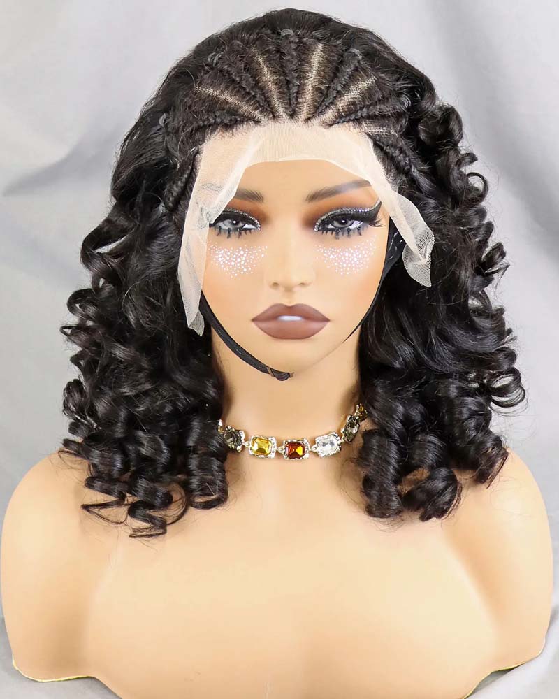 Liyah | Human Hair 13x4 Lace Frontal Spiral Curl Pre Braided Wig