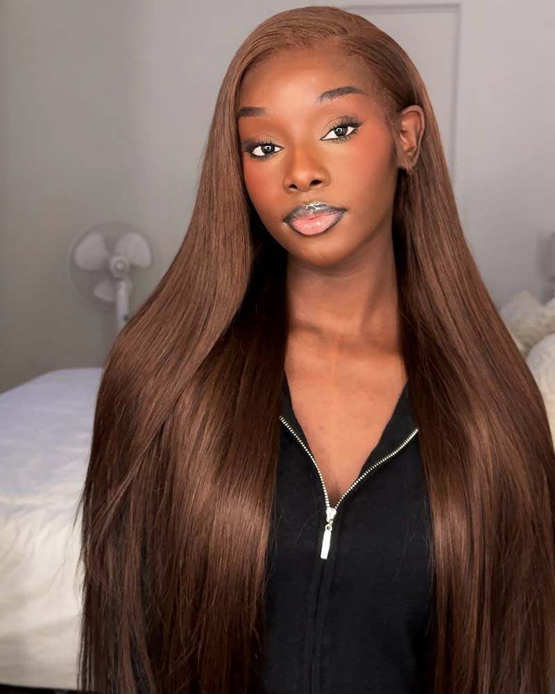 Cynthia | Chestnut Brown HD Lace Frontal & Closure Human Hair Glueless Wig