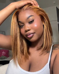 Bianka | Highlight/ Burgundy/ Brown/ Blonde/ Pink 13x4 Transparent Lace Bob Wig