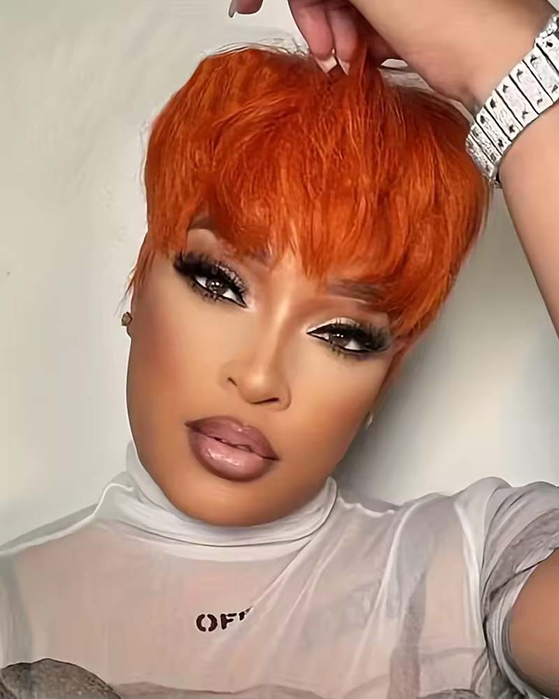 Leila | Perruque Pixie en cheveux humains lisses (sans dentelle, entièrement fabriquée à la machine)