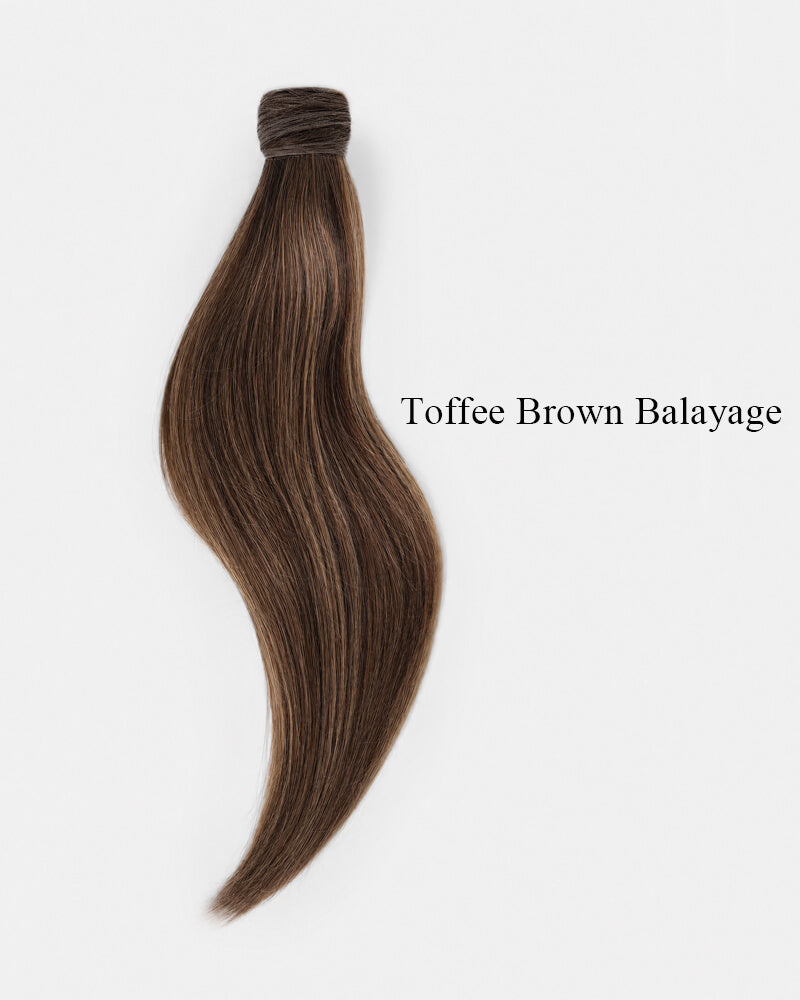 Blonde Brown Straight Human Hair Ponytail Extensions
