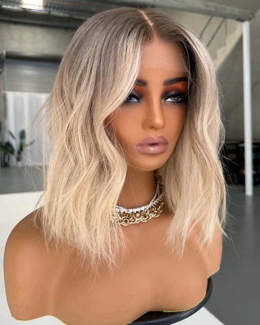 Kylie | Peruca de cabelo humano com renda HD loira baunilha