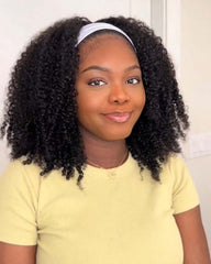 Laney | Peruca de cabelo 100% humano afro crespo e cacheado com faixa de cabeça