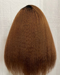 Makena | Copper Brown Kinky Straight Hybrid Hairline Realistic Natural Wig