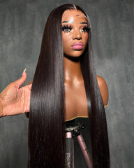 Eva | Silky Straight Jet Black HD Lace Closure Frontal Glueless Wig