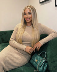 Sydney | Perruque en dentelle Balayage blond vanille lisse