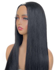 Nia | Peruca de cabelo liso e sedoso com divisão em V e costura removível