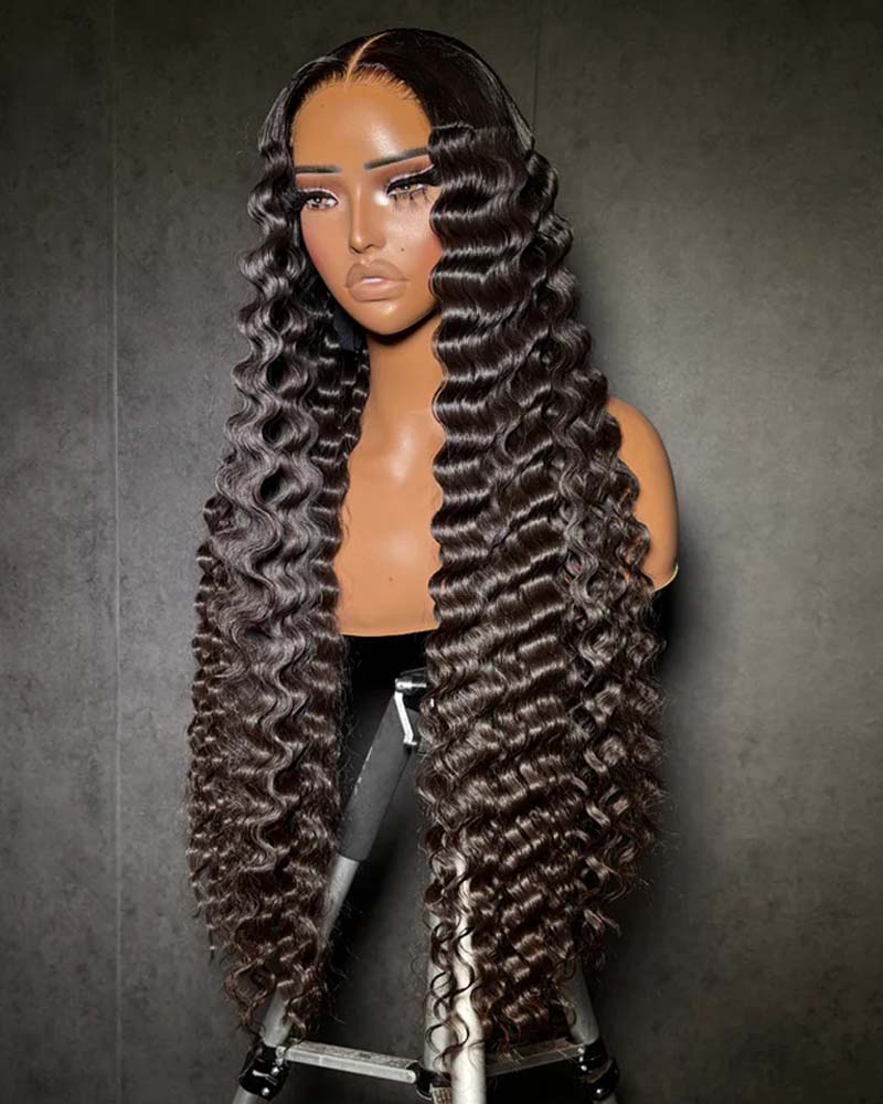 Reese | Peruca frontal com renda HD SDD Deep Wave e fecho sem cola