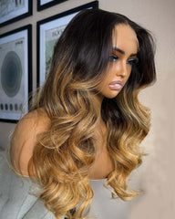 Hazel | Ombre Honey Blonde Wavy Human Hair HD Lace Glueless Wig